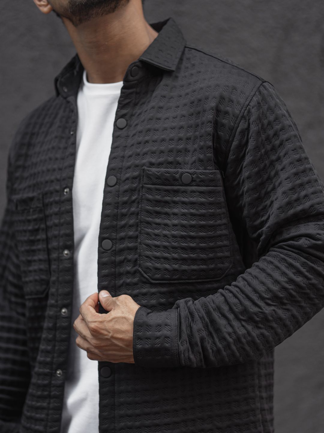 Powerlook Men Spread Collar Textured Relaxed Fit Casual Shirt