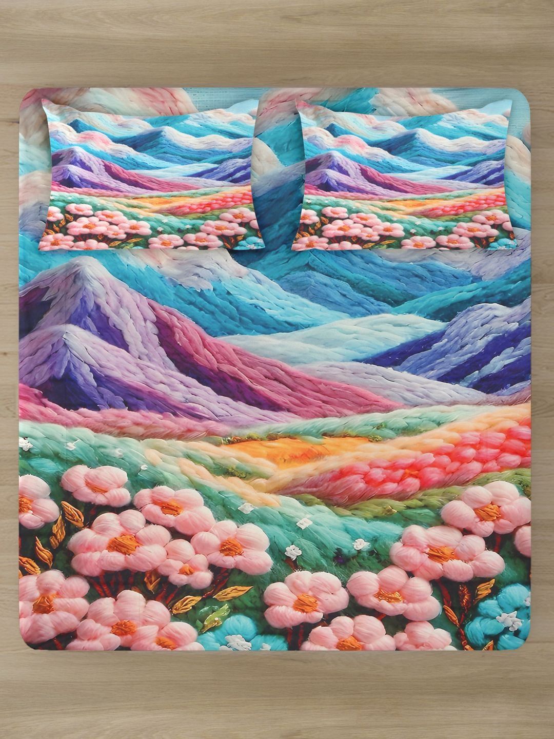 Klotthe Floral Printed Dilengkapi 400 TC King Cadar 7D & 2 Sarung Bantal- 2.50 m x 2.25m