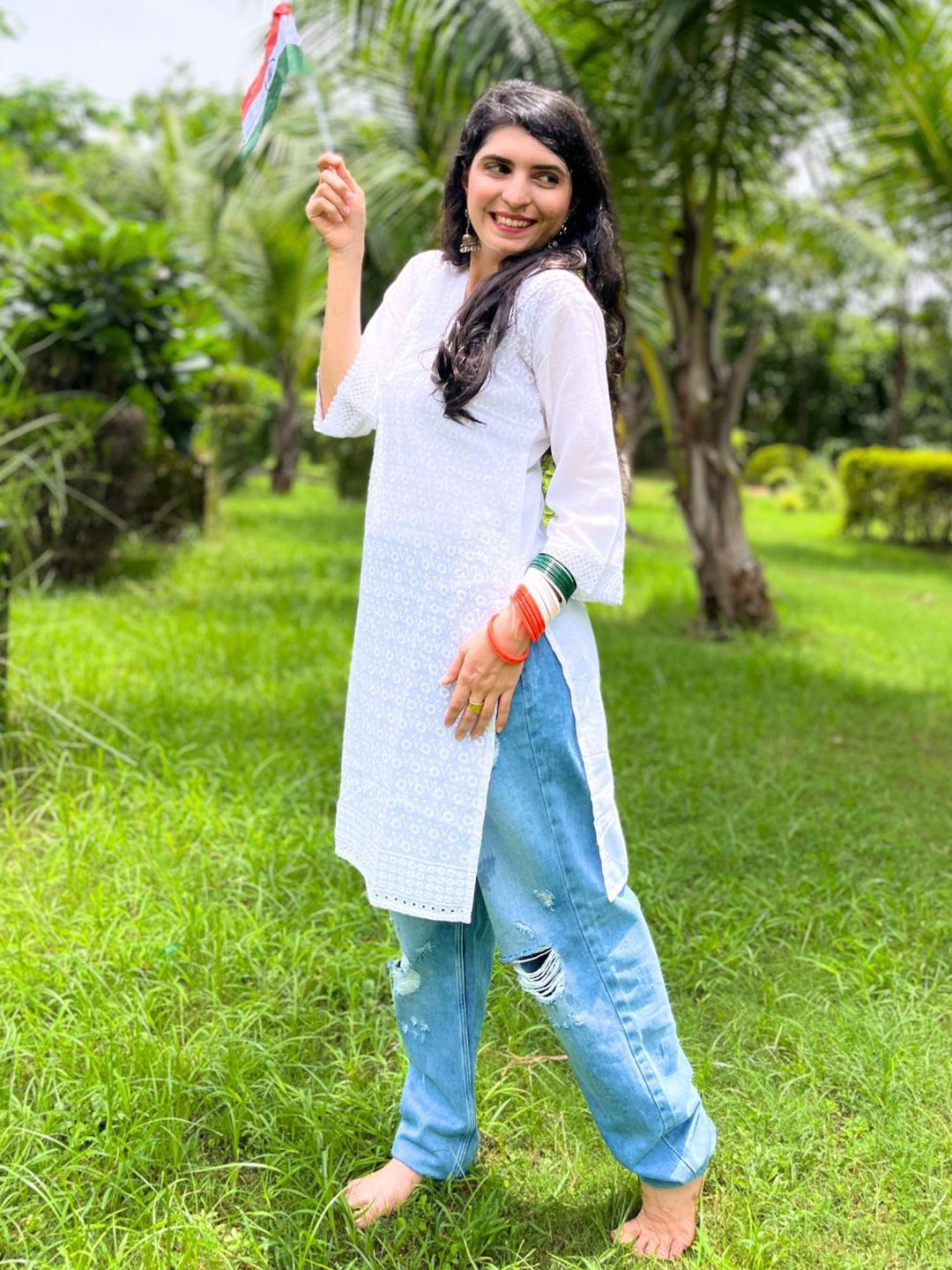 KALINI Women Pure Cotton Embroidered Straight Kurta for Holi day