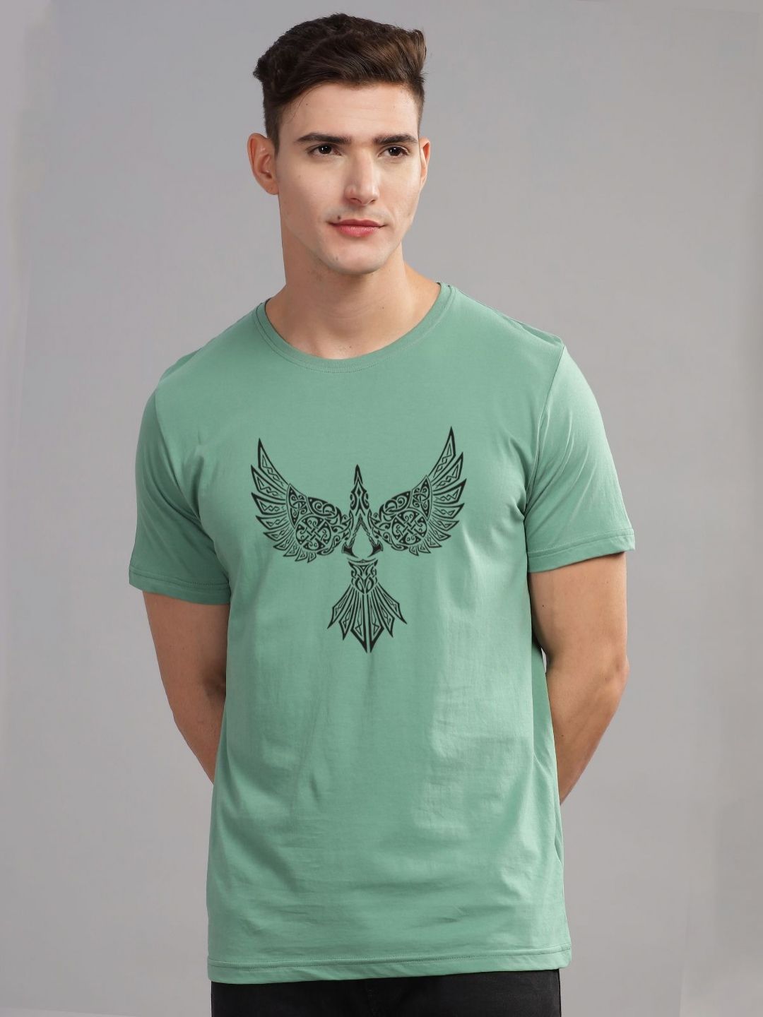 ADRO Men Printed Raw Edge T-shirt