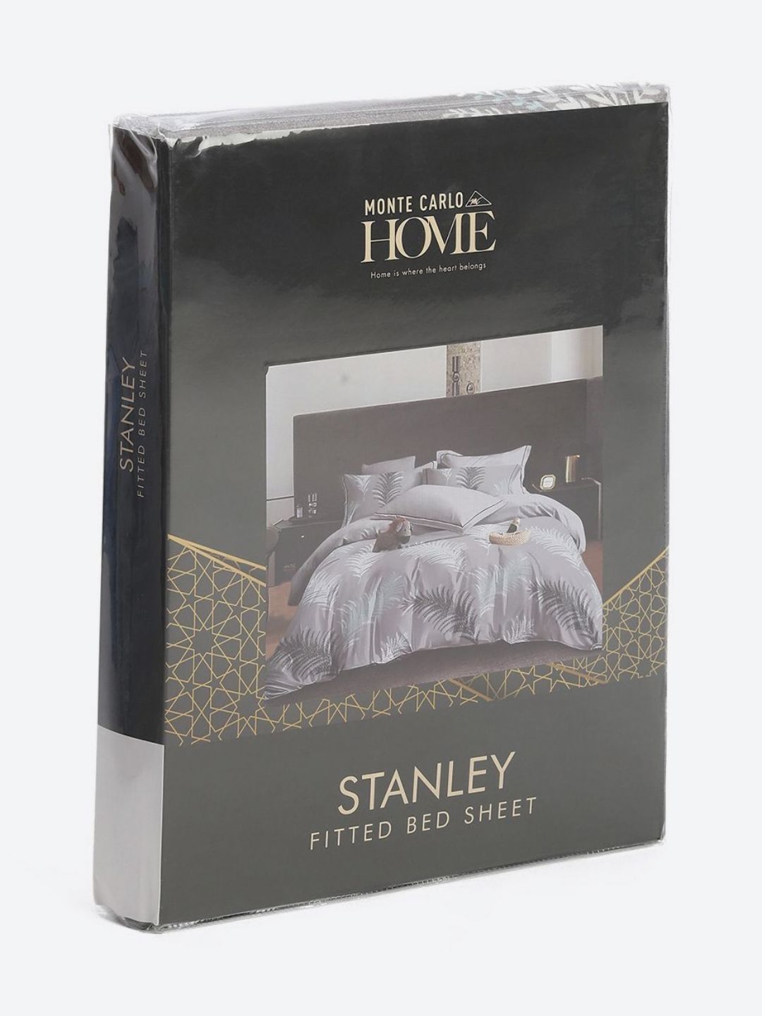 Monte Carlo Stanley Grey & White Printed 144 TC King Bedsheet Set 1.85 m x 1.95 m