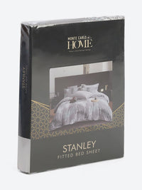 Monte Carlo Stanley Grey & White Printed 144 TC King Bedsheet Set 1.85 m x 1.95 m