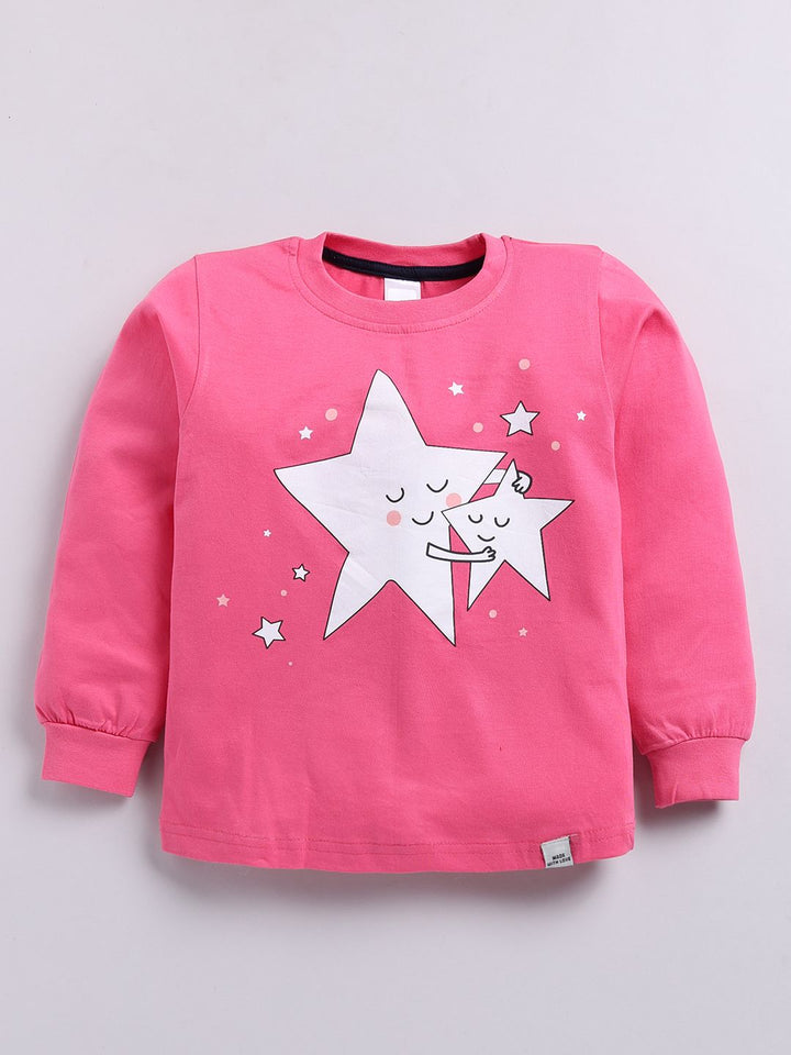 Moms Love Girls Printed Pure Cotton T-Shirt With Joggers