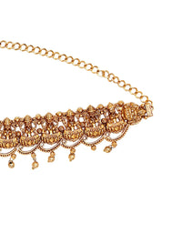 KARATCART Gold-Plated Artificial Beaded Lakshmi Mata Temple Kamarbandh Waist Chain