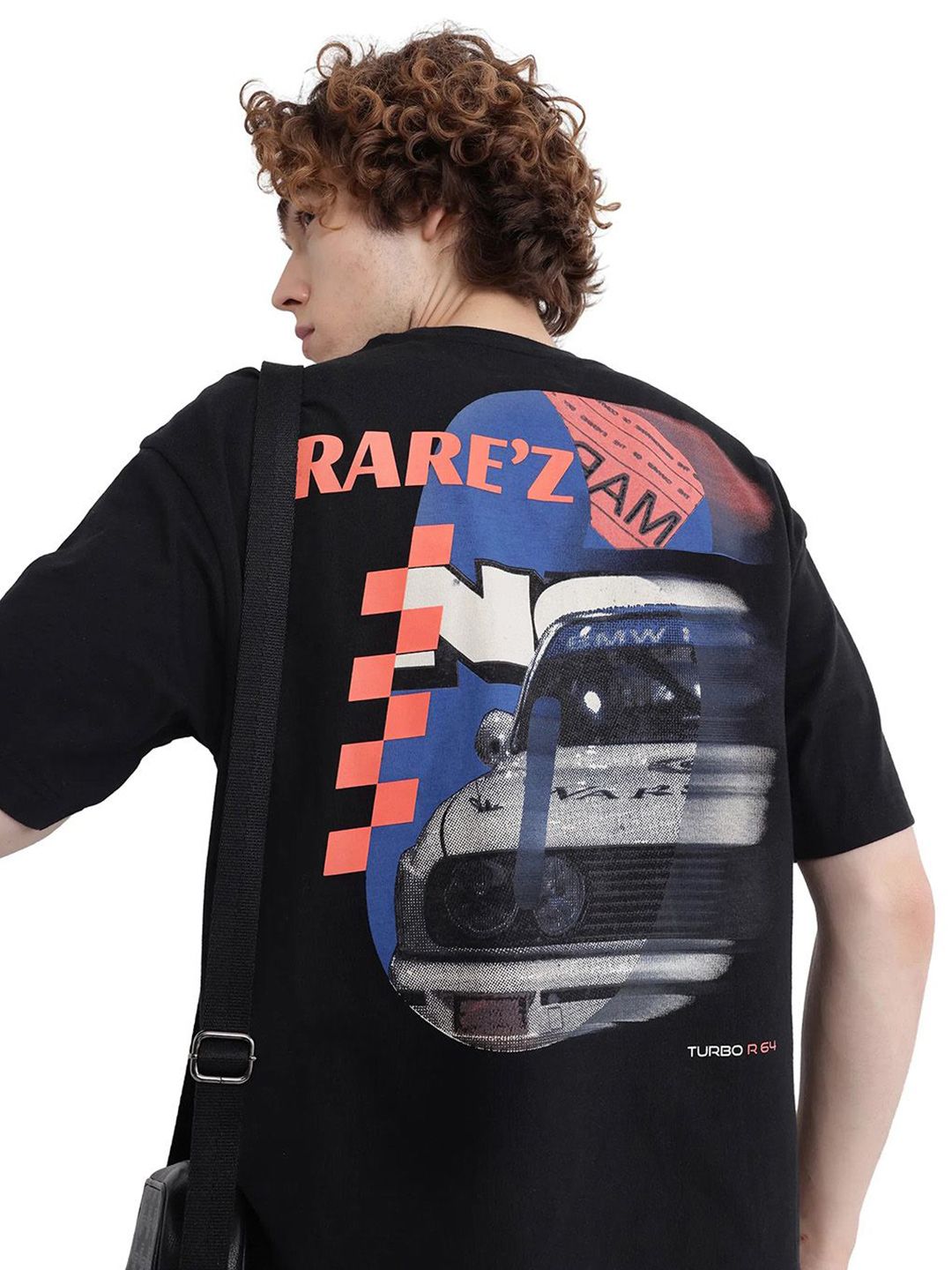RARE RABBIT Men Graphic Printed Round Neck Cotton Oversized T-shirt
