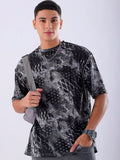 The Indian Garage Co Men Abstract Printed Neck Oversized T-shirt