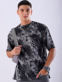 The Indian Garage Co Men Abstract Printed Neck Oversized T-shirt