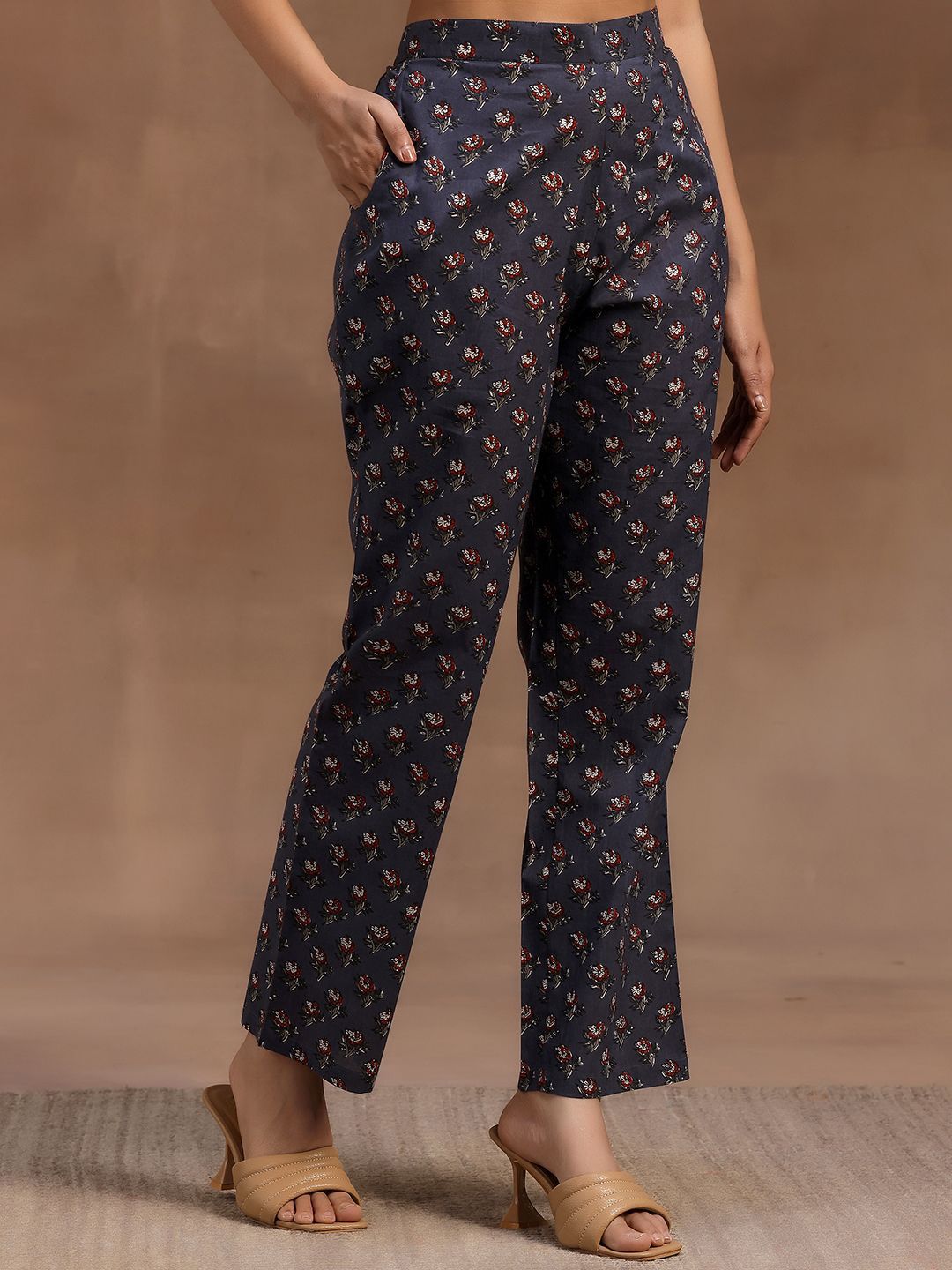 Libas Floral Printed Pure Cotton Straight Kurta With Trouser & Dupatta
