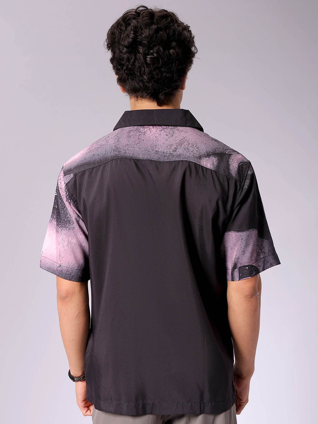 The Indian Garage Co Men Cuban Collar Graphic Printed Oversized Casual Shirt