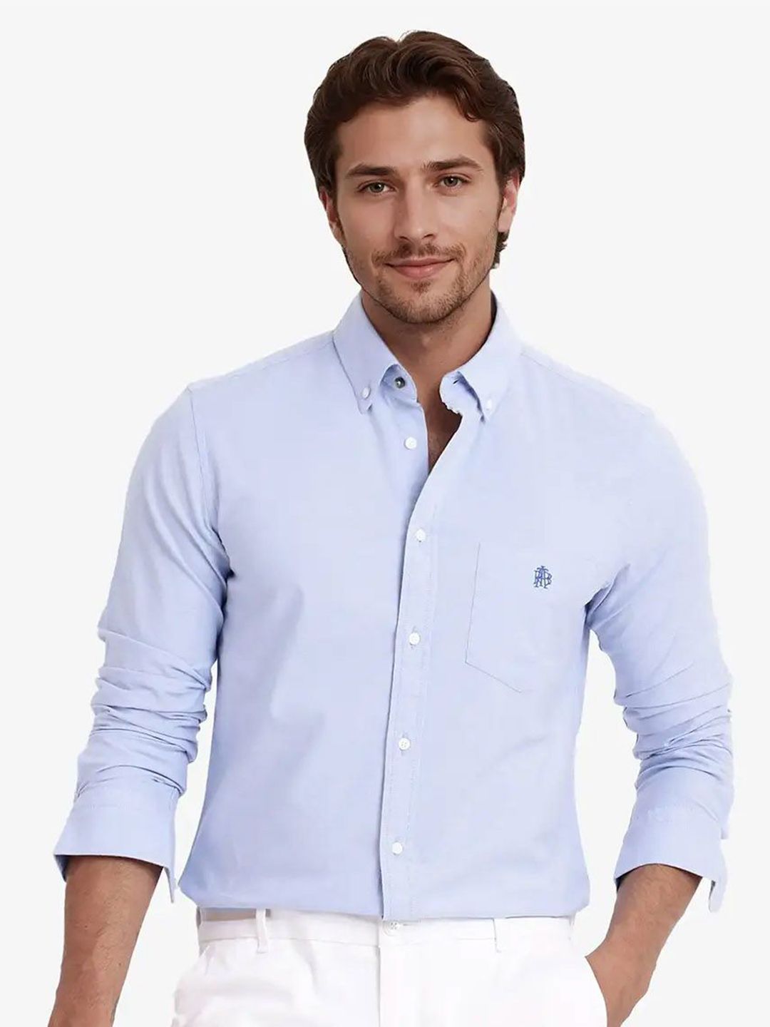 RARE RABBIT Men Comfort Spread Collar Solid Cotton Formal Shirt