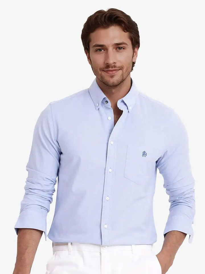 RARE RABBIT Men Comfort Spread Collar Solid Cotton Formal Shirt