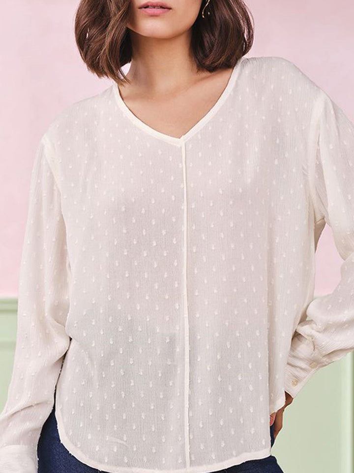 AND Women V-Neck Semi Sheer Regular Top