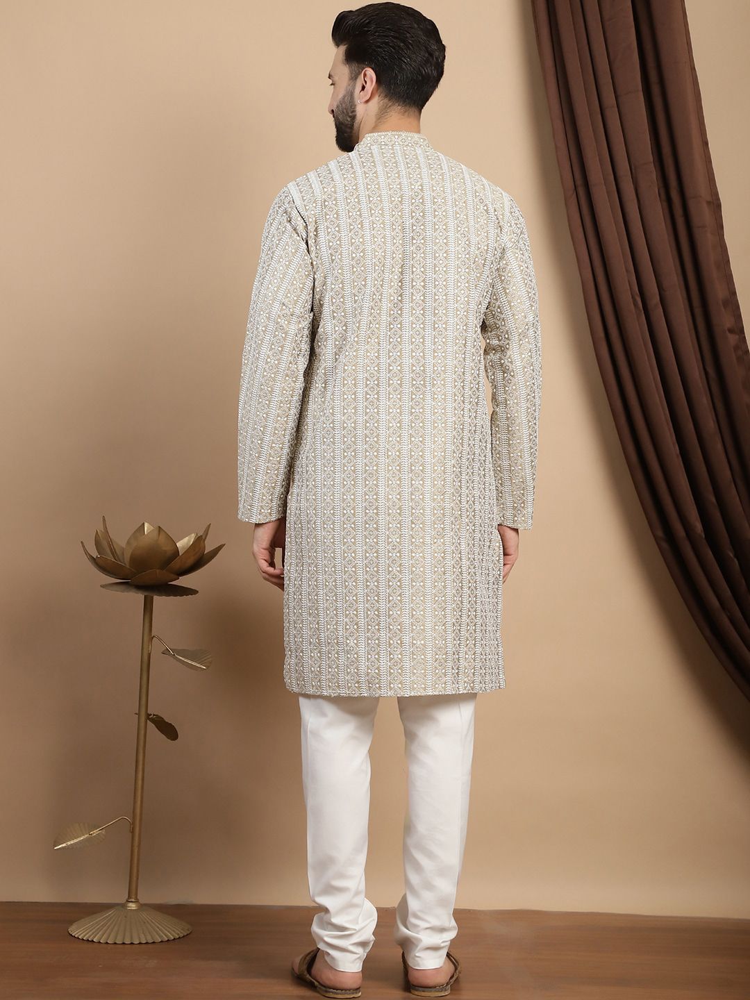 Anouk Embroidered Regular Thread Work Pure Cotton Kurta & Churidar