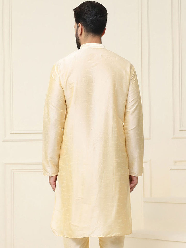 SOJANYA Self Design Band Collar Dupion Silk Straight Kurta