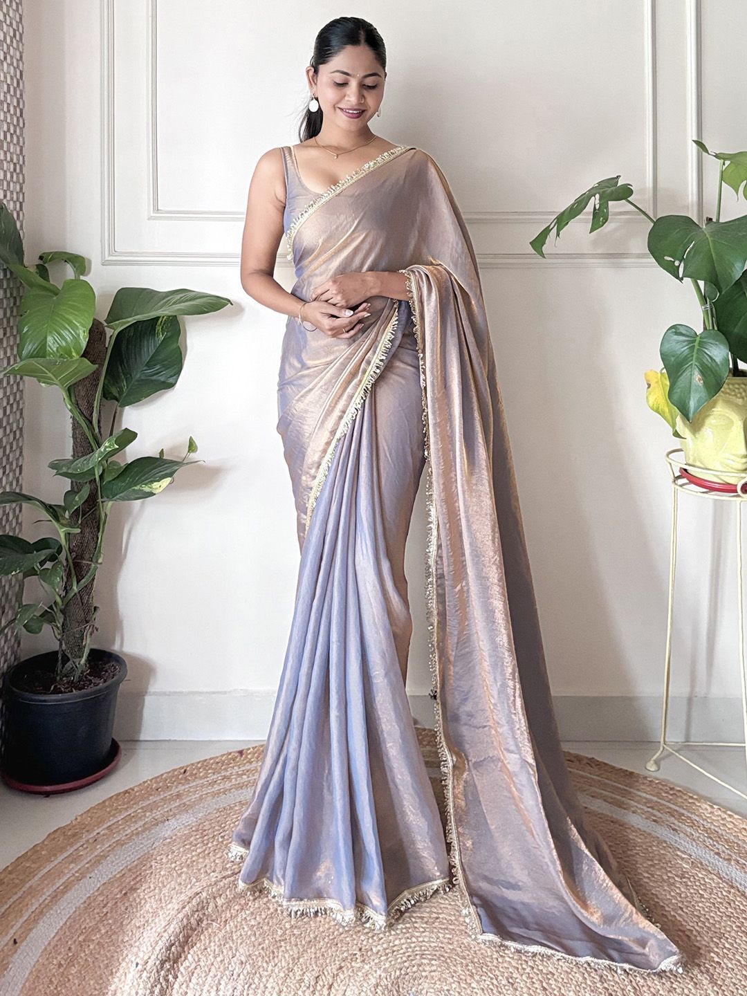 Saree mall Embellished Sequinned Tissue Sarees