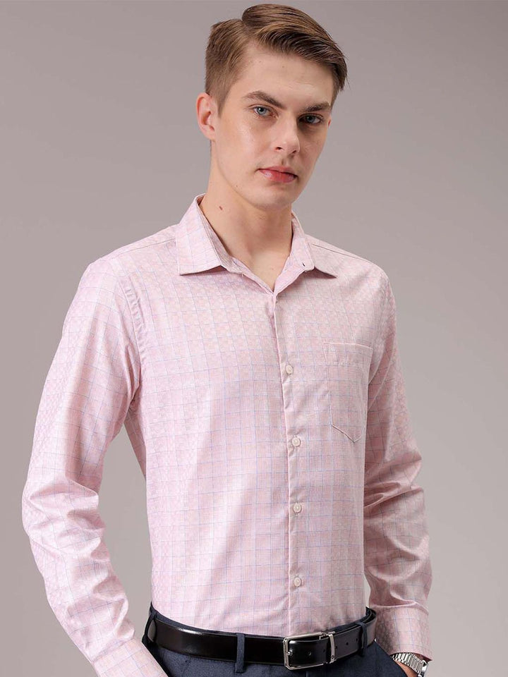 The Indian Garage Co. X Luxe Men Spread Collar Micro Checked Slim Fit Formal Shirt