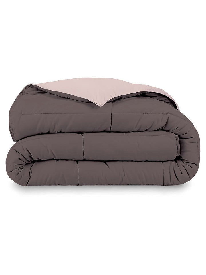 Story@home Browm & Beige Solid Reversible 240 GSM Heavy Winter Double Bed Comforter