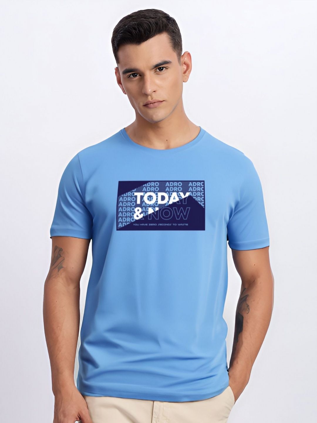ADRO Men Typography Printed Round Neck Cotton T-shirt