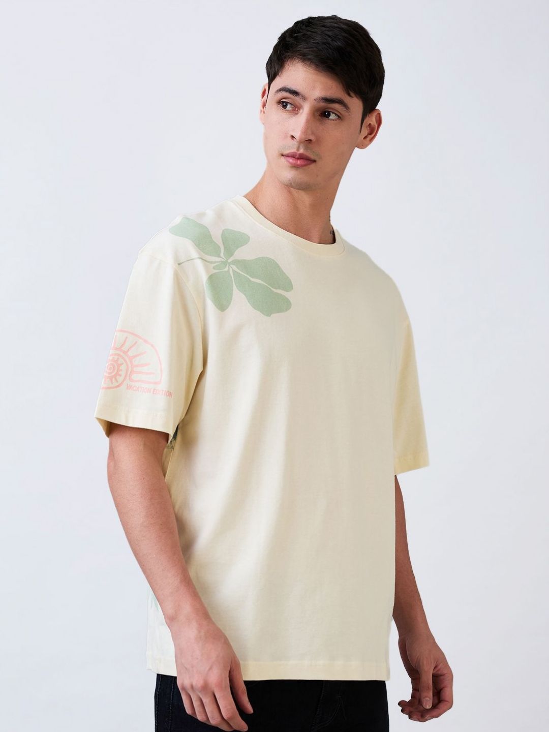 SPYKAR Men Floral Printed Round Neck Cotton Relaxed Fit T-shirt