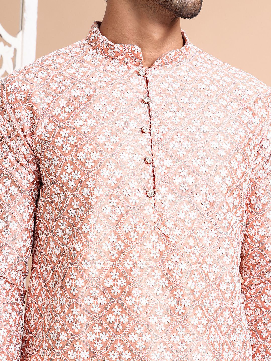 Anouk Men Ethnic Motifs Embroidered Regular Chikankari Kurta with Pyjamas