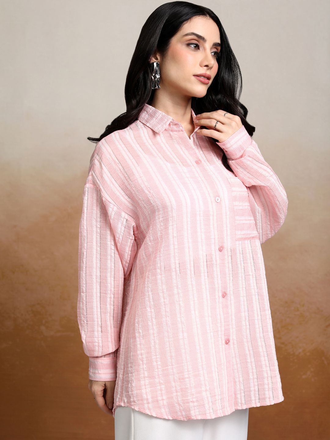 Tokyo Talkies Women Opaque Striped Casual Shirt