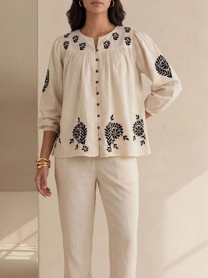 Baju Kasual Bunga Lurus House of Chikankari Wanita