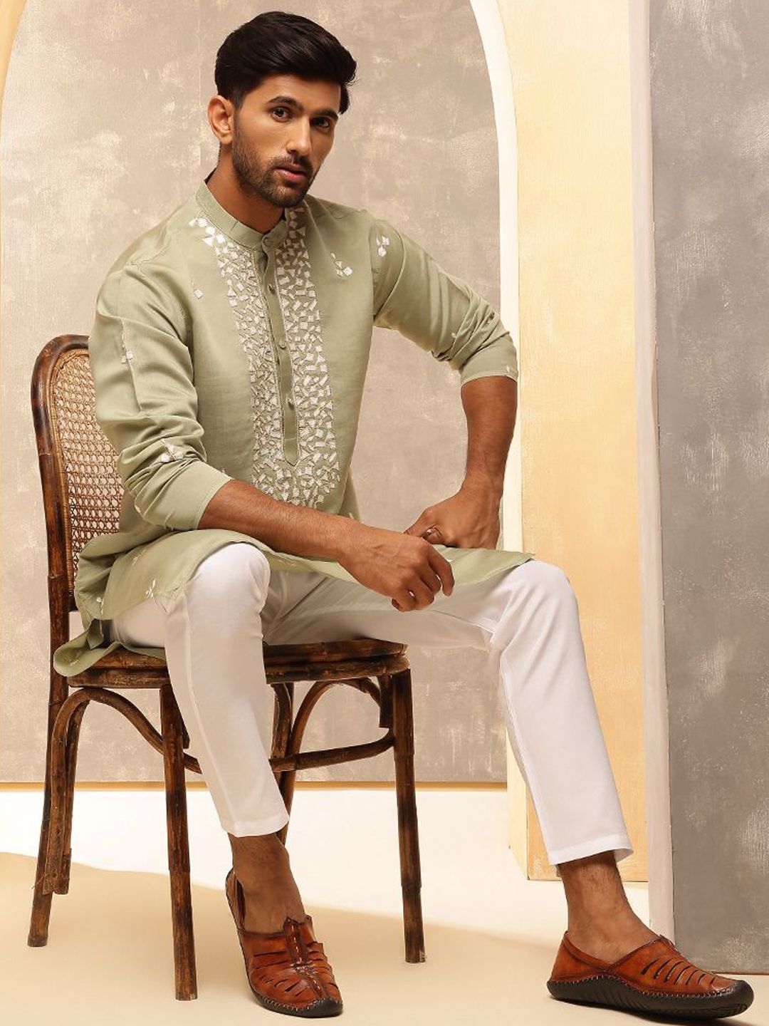 Anouk Men Embroidered Regular Kurta with Pyjamas
