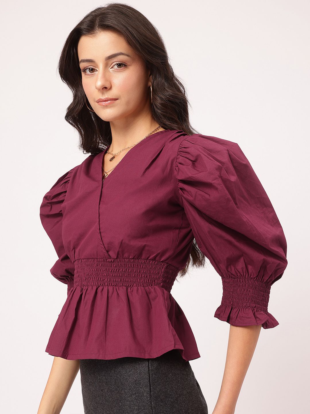 DressBerry Smocked Cinched Waist Top