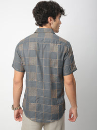 VASTRADO Men Classic Spread Collar Geometric Printed Cotton Slim Fit Casual Shirt