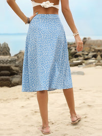 DressBerry Floral Print Flared Skirt with Slit