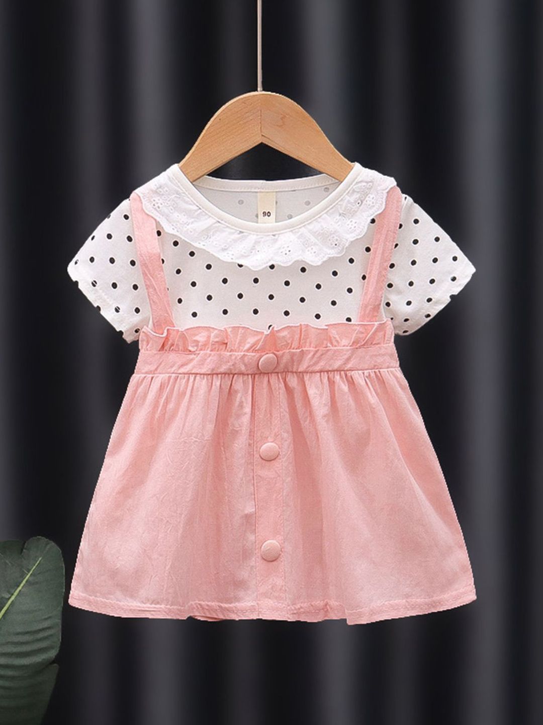 YK Polka Dot Print Cotton Fit & Flare Dress