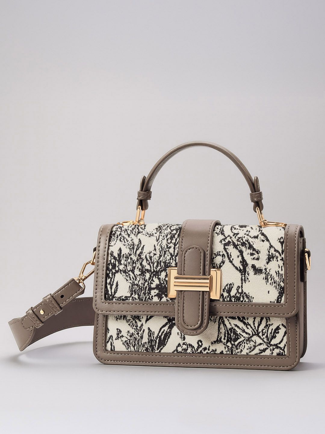 Lino Perros Floral Textured Structured Satchel Bag