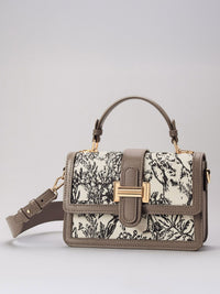 Lino Perros Floral Textured Structured Satchel Bag
