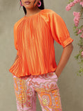 DressBerry Glamorous Accordion Pleats Raglan Top