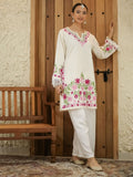 HOUSE OF KARI Falak Kashmiri Embroidered Flared Sleeves Thread Work Cotton Straight Kurta