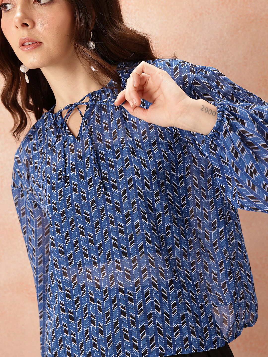 all about you Semi Sheer Tie-Ups Top