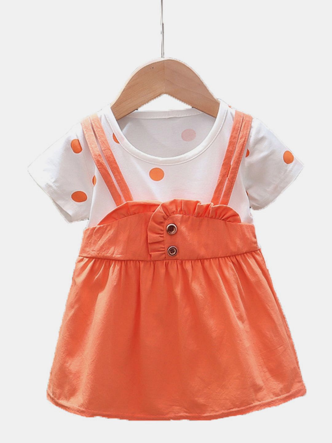 YK Girls Polka Dot Printed Cotton Pinafore Dress