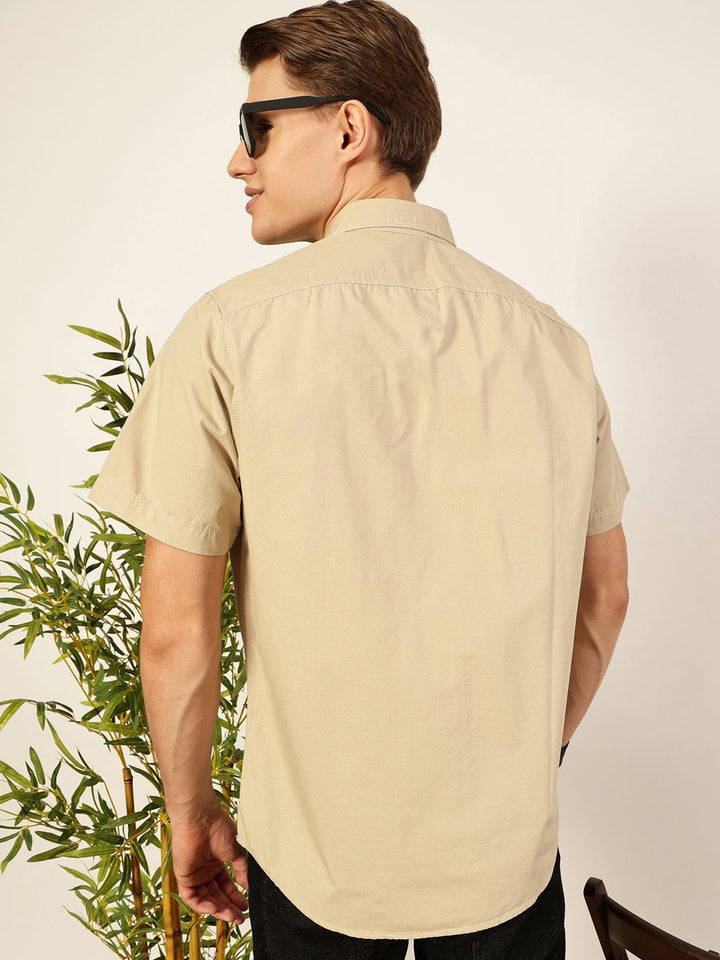 Thomas Scott Men Premium Cutaway Collar Solid Pure Cotton Slim Fit Casual Shirt