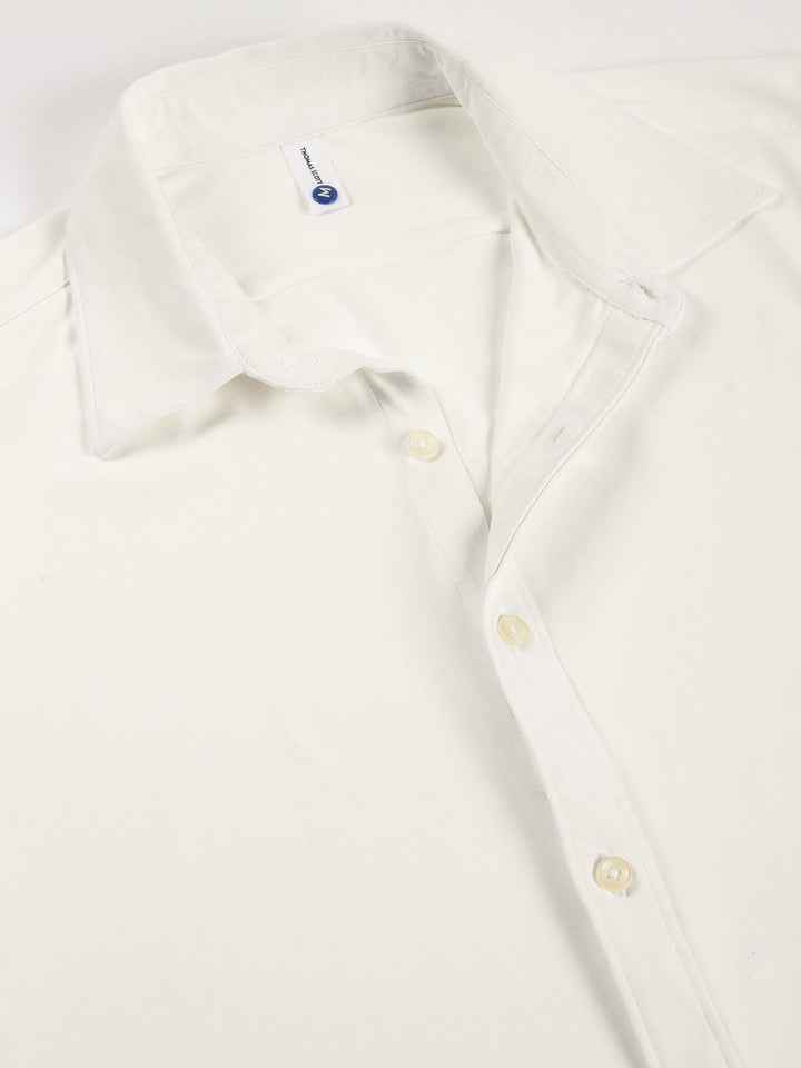 Thomas Scott Men Premium Spread Collar Solid Slim Fit Casual Shirt