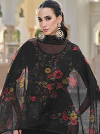 Varanga Floral Embroidered Thread Work Straight Kurta With Trousers And Dupatta