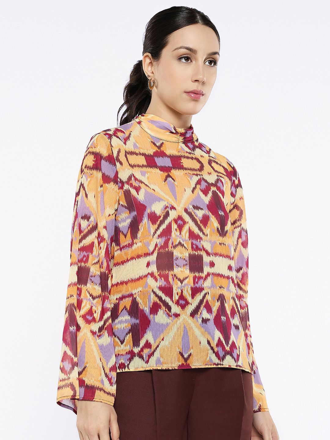 Rareism Print Cotton Lengan Berkelip Berat Kembali