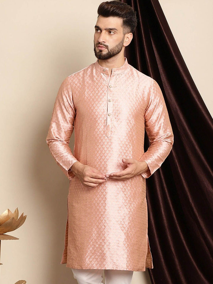 Anouk Ethnic Motifs Woven Design Jacquard Silk Kurta