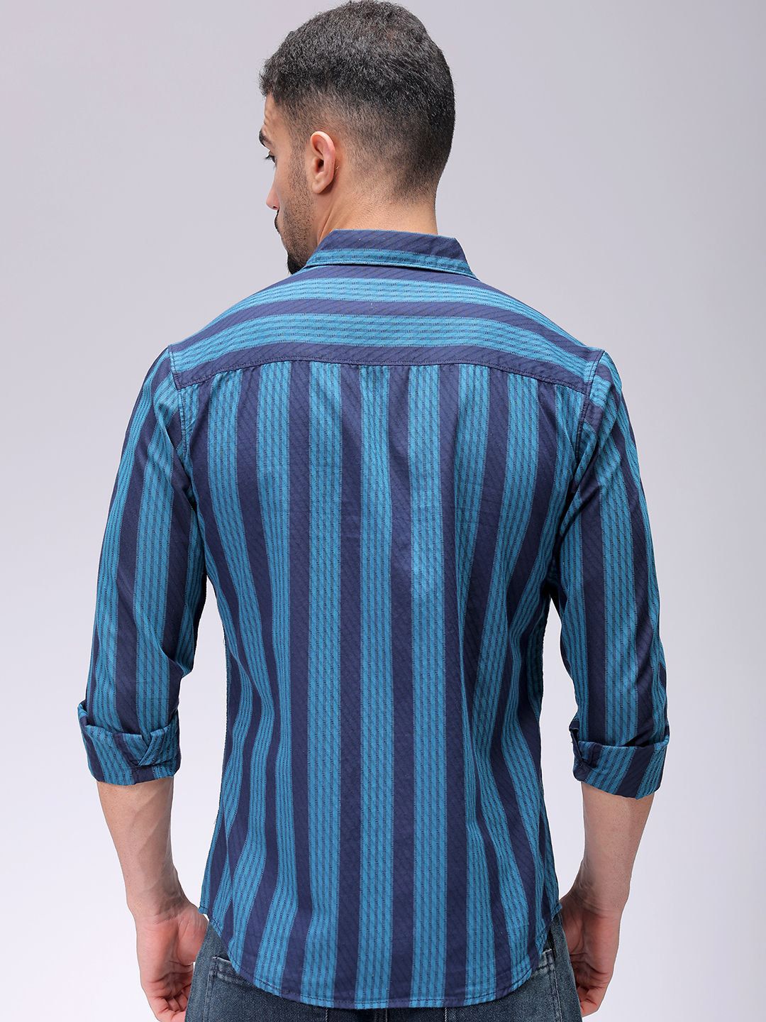 The Indian Garage Co Men Slim Fit Multi Stripes Opaque Striped Casual Shirt