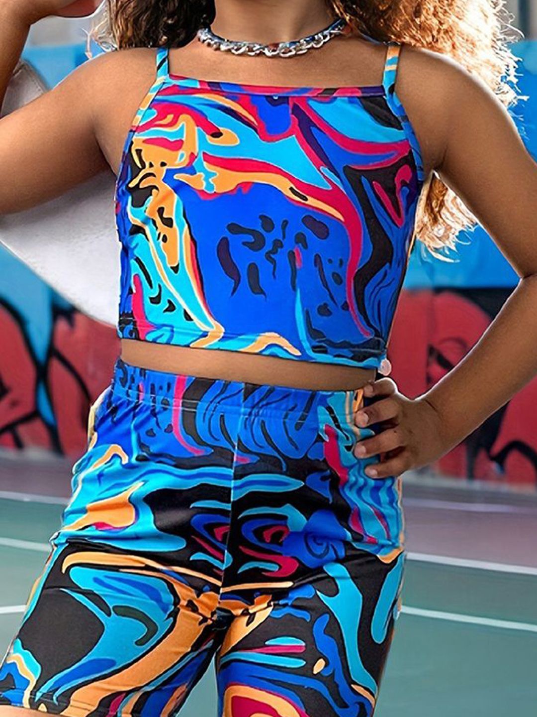 YK Girls Printed Top with Shorts
