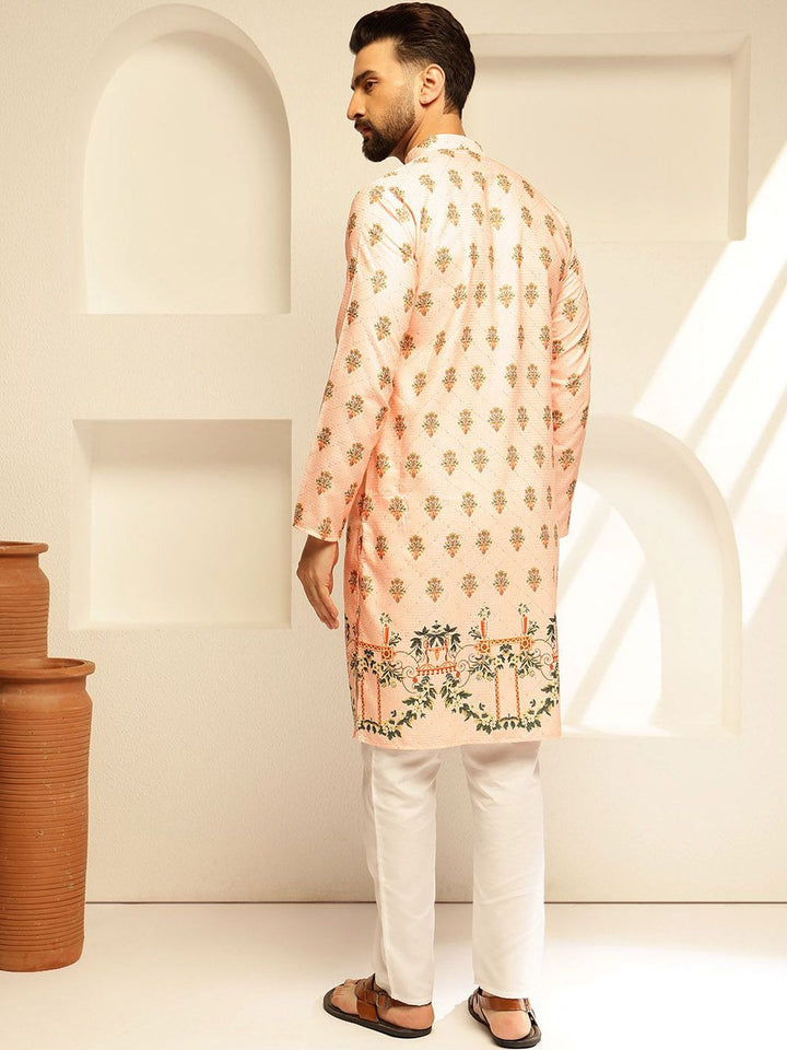 Sojanya Floral Cotton Mandarin Cotton Lurus Kurta Lurus