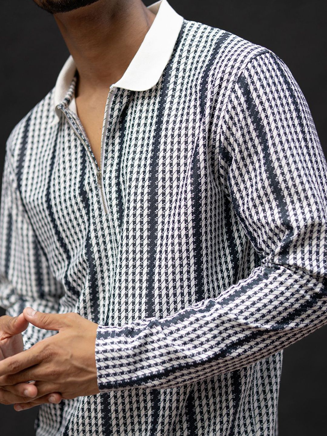 Powerlook Men Striped Polo Collar T-shirt