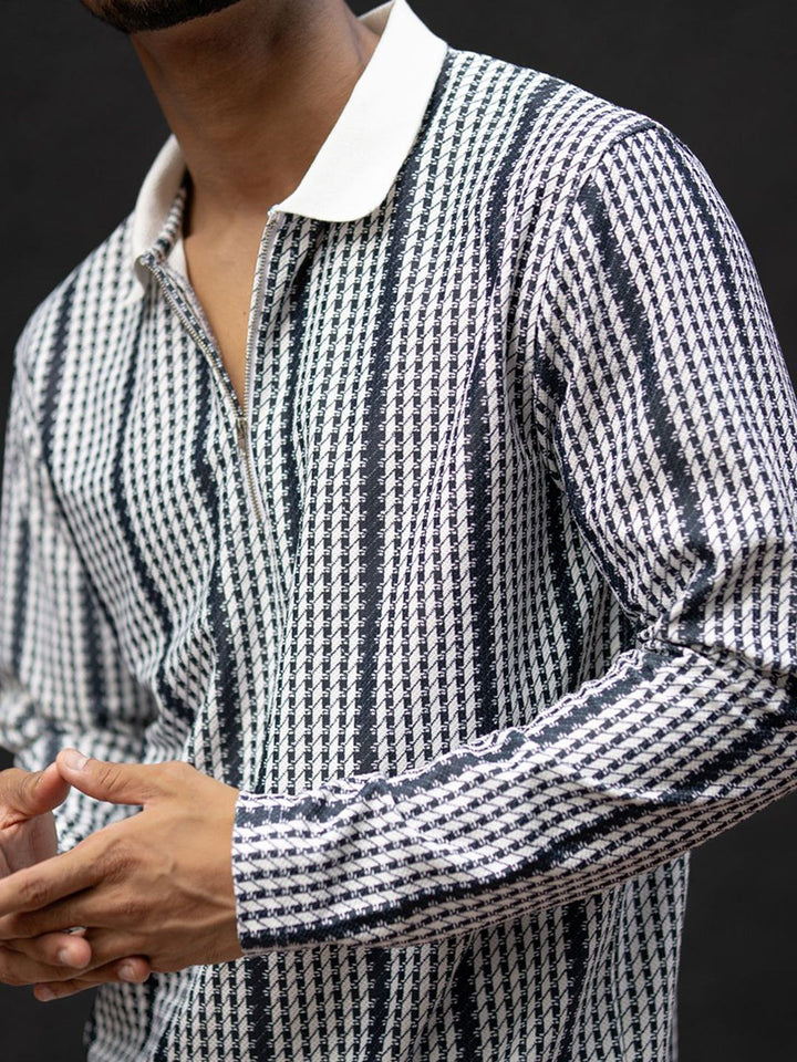 Powerlook Men Striped Polo Collar T-shirt