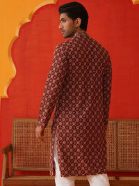 Jompers Men Geometric Embroidered Sequinned Kurta