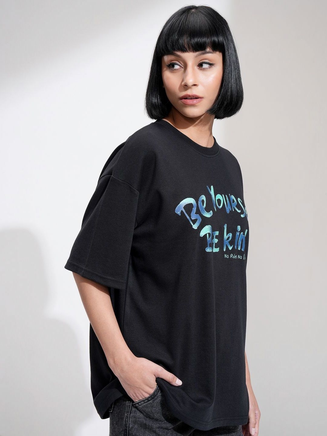 Street By Tokyo Talkies Women Printed Short Sleeved Oversized T-shirt