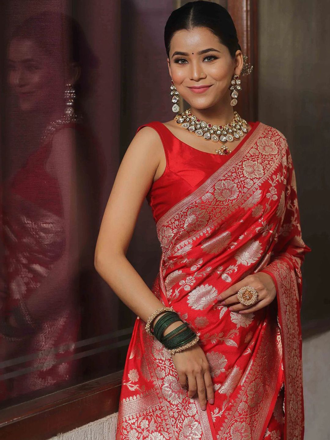 KALINI Woven Design Zari Banarasi Saree